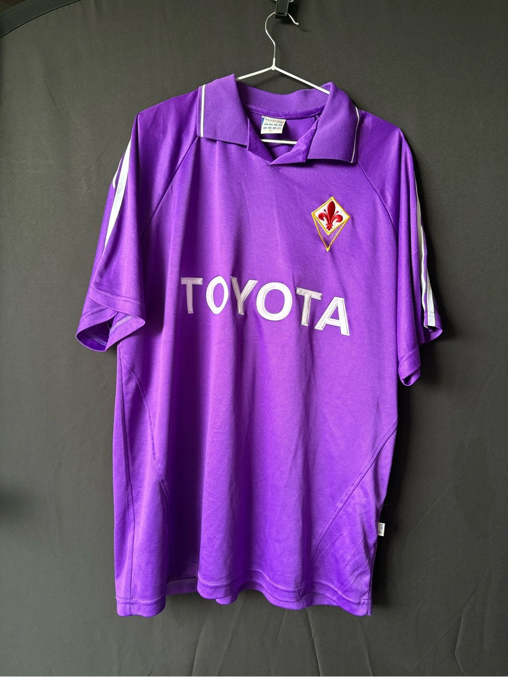 Y2K Retro Fiorentina Purple Short-Sleeve Soccer Jersey with Toyota Sponsor